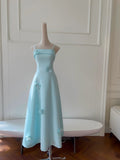 Pretty Prom Dress Baby Blue A Line Spaghetti Straps Birthday Party Dress HZ0319
