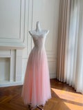 Charming Prom Dress Spaghetti Straps Pleated Tulle Long Cocktail Gown Birthday Party Outfits HZ0319