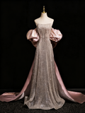 Shiny Prom Dress A Line Strapless Evening Gown Birthday Party Outfits HZ0319