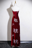 Charming Prom Dress A Line Wine Red Strapless Birthday Party Outfits Evening Gown HZ0319