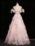Sweet Prom Dress Off Shoulder Flower Tulle Evening Dress Quinceanera Dress HZ0319
