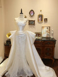 Shiny Wedding Dress Strapless Pleated Mermaid Wedding Dress HZ0319