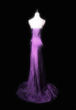 Gorgeous Prom Dress Purple Spaghetti Straps Pleated Mermaid Evening Dress Birthday Party Dress HZ0319
