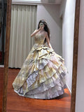 Pretty Prom Dress Strapless Tiered Ball Gown Birthday Party Dress Princess Dress HZ0319