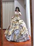 Pretty Prom Dress Strapless Tiered Ball Gown Birthday Party Dress Princess Dress HZ0319