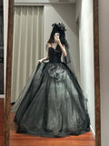 Stunning Prom Dress Black Sweetheart Tulle Pleated Ball Gown Quinceanera Dress HZ0319