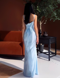 Stunning Prom Dress Light Blue Spaghetti Straps Evening Gown Cocktail Dress HZ0319