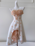 Pretty Prom Dress A Line Spaghetti Straps Floral Birthday Party Dress Evening Dress HZ0319
