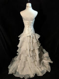 Vintage Wedding Dress Strapless Flower Pleated Ruffle Wedding Dress HZ0319