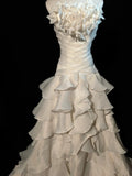 Vintage Wedding Dress Strapless Flower Pleated Ruffle Wedding Dress HZ0319