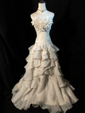 Vintage Wedding Dress Strapless Flower Pleated Ruffle Wedding Dress HZ0319