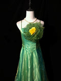 Stunning Prom Dress A Line Spaghetti Straps Tulle Flower Evening Dress Birthday Party Dress HZ0319