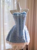 Popular Homecoming Dress A Line Spaghetti Straps Tassel Short Prom Dress Birthday Party Outfits HZ0319