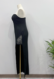 Customized Prom Dress Black Strapless Slit Birthday Party Dress Cocktail Dress HZ0319