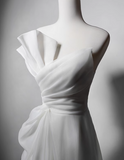 Newest Wedding Dress A Line Asymmetrical Neck Pleated Wedding Dress HZ0319