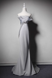 Minimalist Prom Dress Strapless Pleated Mermaid Evening Dress Gala Dress HZ0319