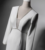 New Arrival Prom Dress White V-neck Backless Evening Dress Gala Dress HZ0319