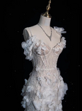 Luxury Prom Dress Spaghetti Straps Tulle Floral Evening Dress Gala Dress HZ0319