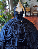 New Arrival Prom Dress Dark Blue Spaghetti Straps Pleated Ball Gown Evening Dress Quinceanera Dress HZ0319