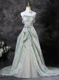 Charming Prom Dress Strapless Pleated Print Evening Dress Gala Dress HZ0319