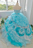 Popular Prom Dress Strapless Tiered Ruffle Ball Gown Quinceanera Dress HZ0319