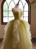 Pretty Prom Dress Spaghetti Straps Tulle Pleated Ball Gown Evening Dress Birthday Party Outfits HZ0319