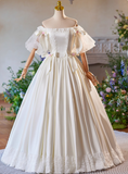 Retro Wedding Dress Off Shoulder Pleated Wedding Dress HZ0319
