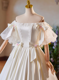 Retro Wedding Dress Off Shoulder Pleated Wedding Dress HZ0319