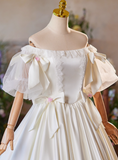 Retro Wedding Dress Off Shoulder Pleated Wedding Dress HZ0319