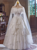 Vintage Wedding Dress Off Shoulder Lace Pleated Wedding Dress HZ0319