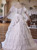 Vintage Wedding Dress V-neck Lace Pleated Wedding Dress HZ0319