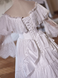 Vintage Wedding Dress V-neck Lace Pleated Wedding Dress HZ0319