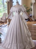 Vintage Wedding Dress V-neck Lace Pleated Wedding Dress HZ0319