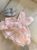 Popular Homecoming Dress Spaghetti Straps Pleated Flower Short Prom Dress Birthday Party Outfits HZ0319