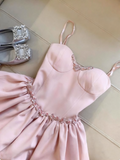 Popular Homecoming Dress Spaghetti Straps Pleated Flower Short Prom Dress Birthday Party Outfits HZ0319