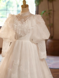 Vintage Wedding Dress High Collar Pleated Lace Wedding Dress HZ0319