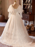 Vintage Wedding Dress High Collar Pleated Lace Wedding Dress HZ0319