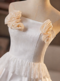 Newest Wedding Dress Strapless Flower Pleated Wedding Dress HZ0319