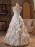 Newest Wedding Dress Strapless Flower Pleated Wedding Dress HZ0319