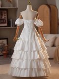 Newest Wedding Dress Off Shoulder Pleated Tiered Wedding Dress HZ0319