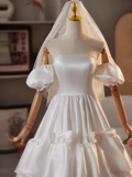 Newest Wedding Dress Off Shoulder Pleated Tiered Wedding Dress HZ0319