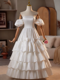 Newest Wedding Dress Off Shoulder Pleated Tiered Wedding Dress HZ0319