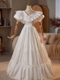 Elegant Wedding Dress V-neck Lace Pleated Wedding Dress HZ0319