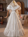 Elegant Wedding Dress V-neck Lace Pleated Wedding Dress HZ0319
