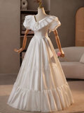 Elegant Wedding Dress V-neck Lace Pleated Wedding Dress HZ0319