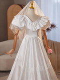 Elegant Wedding Dress V-neck Lace Pleated Wedding Dress HZ0319