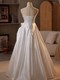 Minimalist Wedding Dress Strapless Pleated Wedding Dress HZ0319