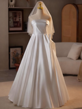 Minimalist Wedding Dress Strapless Pleated Wedding Dress HZ0319