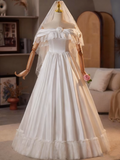 Retro Wedding Dress Off Shoulder Lace Pleated Wedding Dress HZ0319