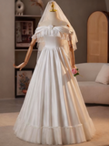 Retro Wedding Dress Off Shoulder Lace Pleated Wedding Dress HZ0319